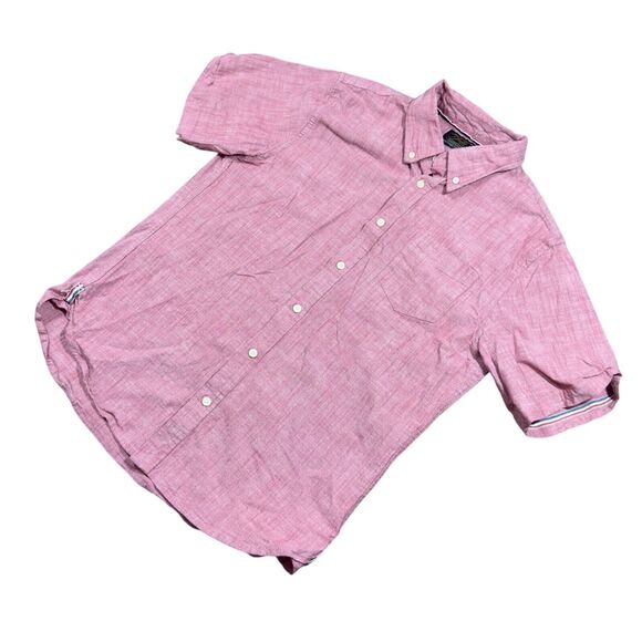 Jachs New York Shirt Men's Medium Pink Short Sleeve Classic Workwear Button-Down - Picture 2 of 9